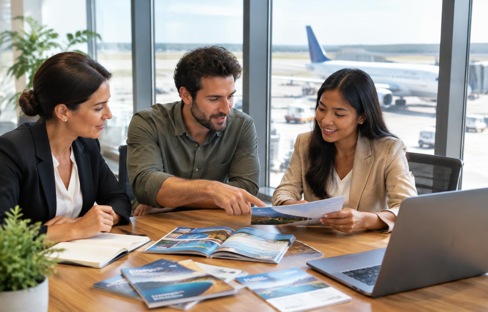 Travel partners discussing a programme